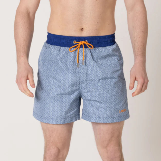 Lanka Pattern Swim Shorts - Steel Blue